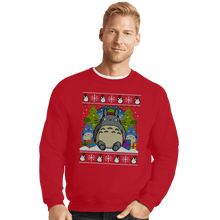 Load image into Gallery viewer, Secret_Shirts Crewneck Sweater, Unisex / Small / Red Festive Forest Fun
