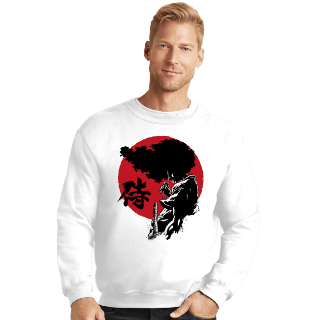 Daily_Deal_Shirts Crewneck Sweater, Unisex / Small / White Afro Sumi-E