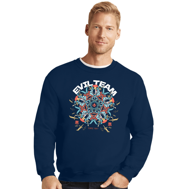 Daily_Deal_Shirts Crewneck Sweater, Unisex / Small / Navy Evil Team
