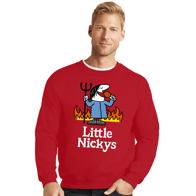Daily_Deal_Shirts Crewneck Sweater, Unisex / Small / Red Little Nickys