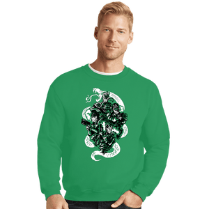 Daily_Deal_Shirts Crewneck Sweater, Unisex / Small / Irish Green Snake Legacy