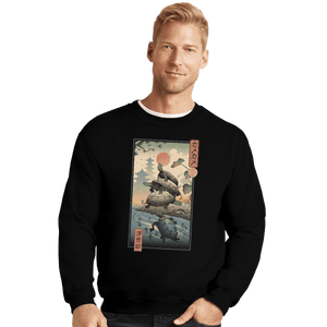 Shirts Crewneck Sweater, Unisex / Small / Black Kame Kame Ukiyo-e