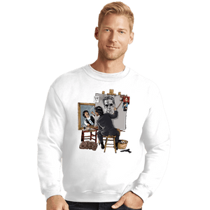 Secret_Shirts Crewneck Sweater, Unisex / Small / White Keanu Portrait