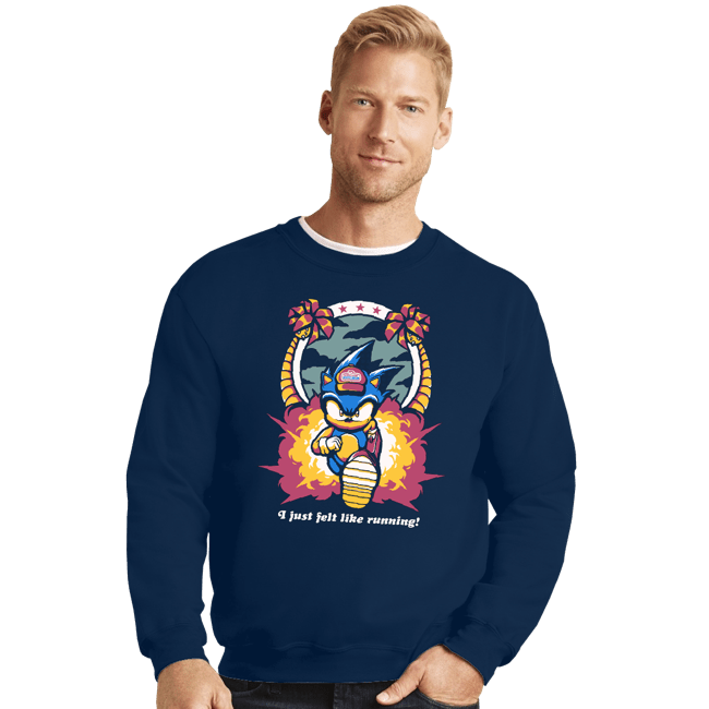 Daily_Deal_Shirts Crewneck Sweater, Unisex / Small / Navy Run Hedgehog Run