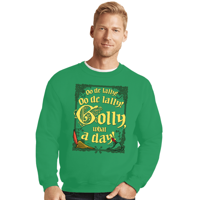Secret_Shirts Crewneck Sweater, Unisex / Small / Irish Green Golly, What A Day!