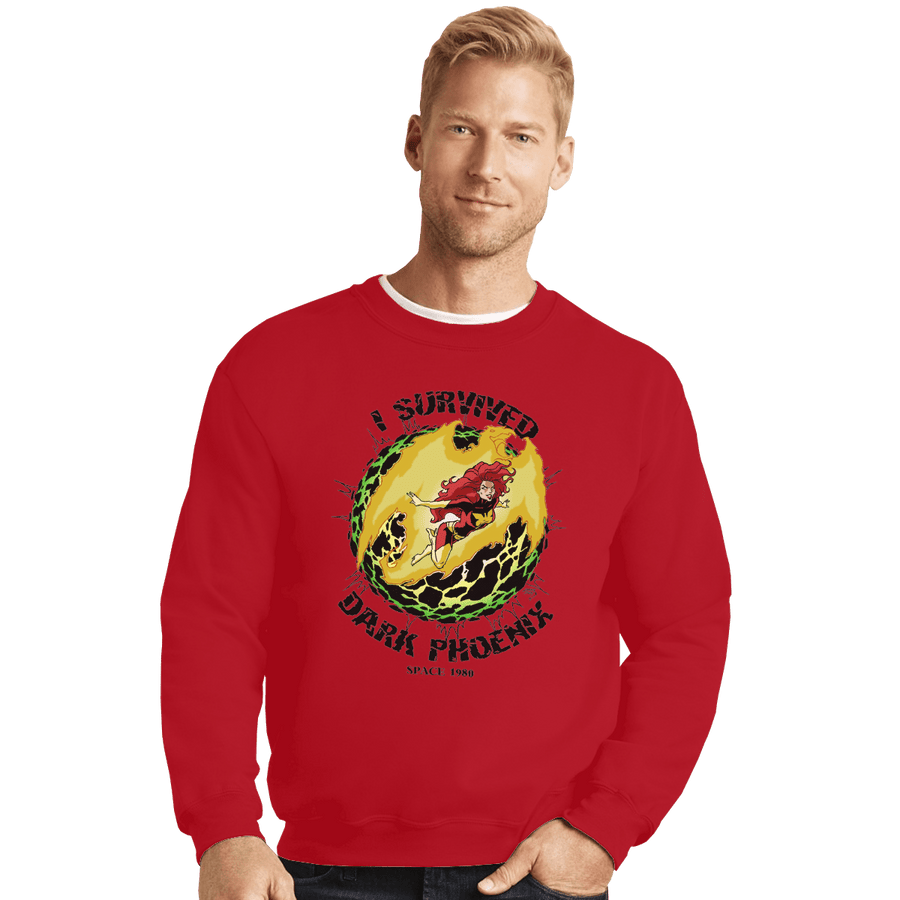 Shirts Crewneck Sweater, Unisex / Small / Red I Survived Dark Phoenix
