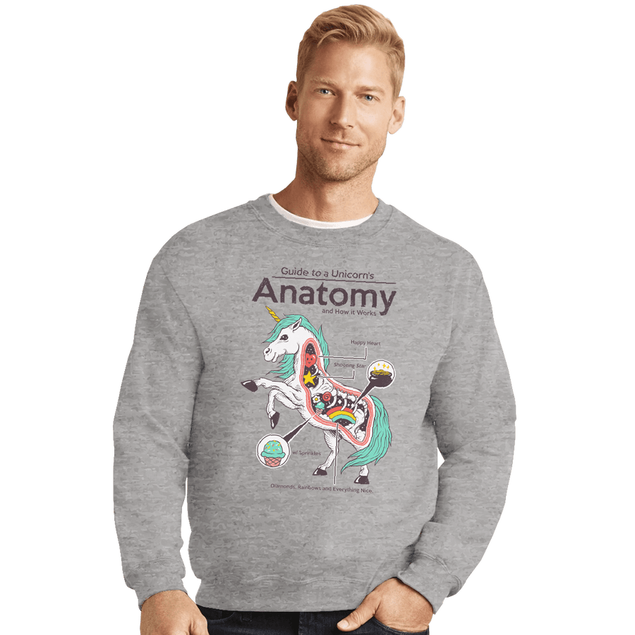 Shirts Crewneck Sweater, Unisex / Small / Sports Grey Anatomy Of A Unicorn