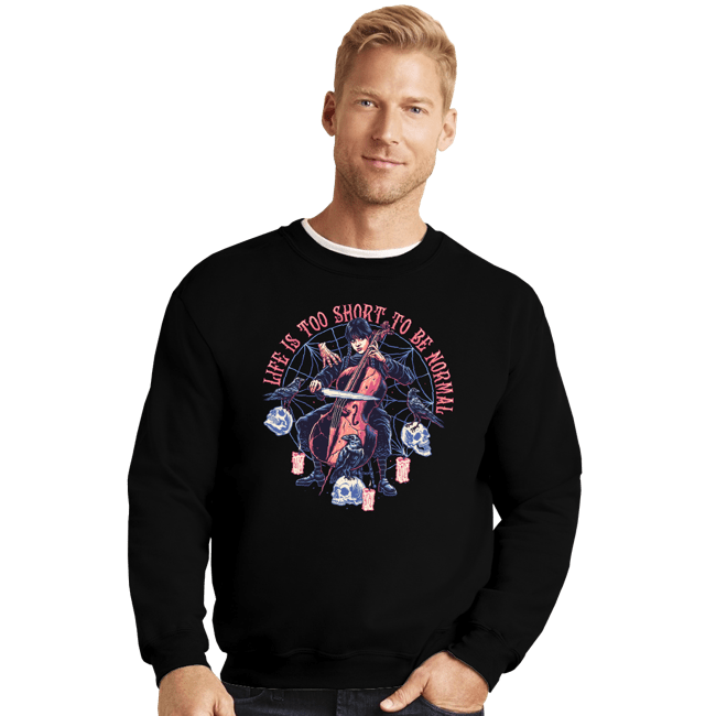 Daily_Deal_Shirts Crewneck Sweater, Unisex / Small / Black Cello Wednesday