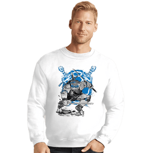 Daily_Deal_Shirts Crewneck Sweater, Unisex / Small / White Leonardo Sumi-e