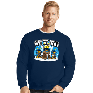 Daily_Deal_Shirts Crewneck Sweater, Unisex / Small / Navy Penguin King