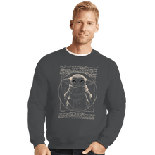 Load image into Gallery viewer, Shirts Crewneck Sweater, Unisex / Small / Charcoal Vitruvian Baby Yoda
