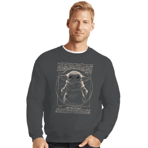 Shirts Crewneck Sweater, Unisex / Small / Charcoal Vitruvian Baby Yoda