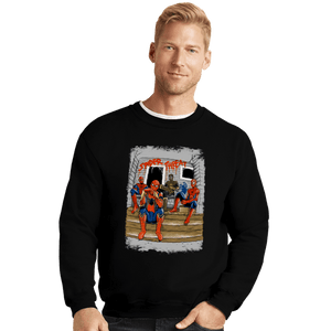 Daily_Deal_Shirts Crewneck Sweater, Unisex / Small / Black Spider Threat