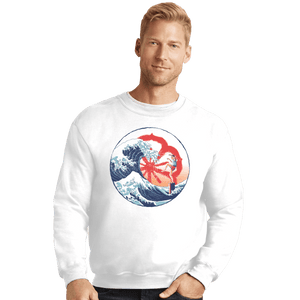Shirts Crewneck Sweater, Unisex / Small / White The Great Wave Of Miyagi