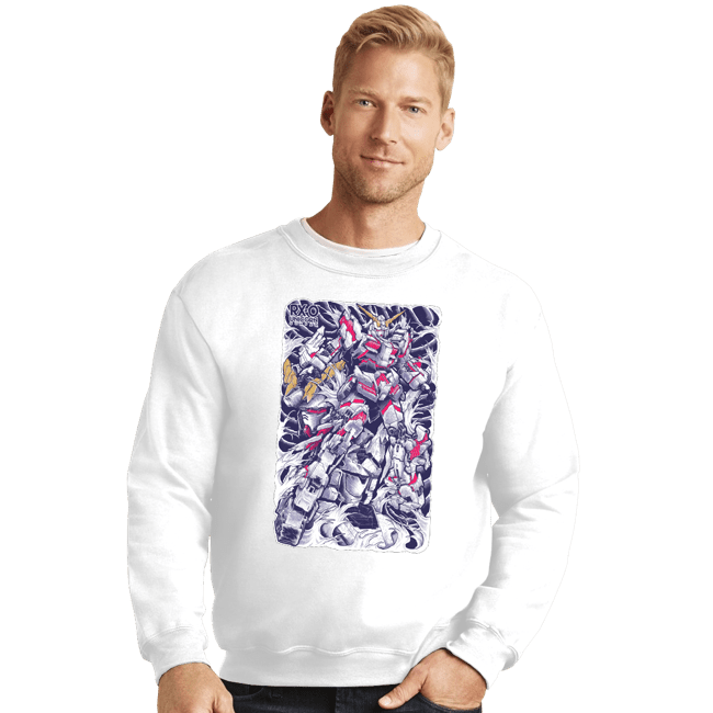 Secret_Shirts Crewneck Sweater, Unisex / Small / White Gundam Unicorn