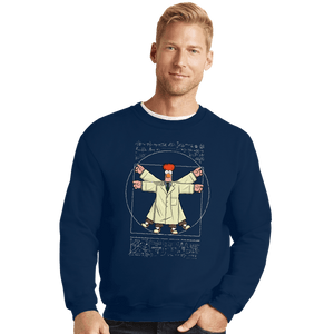 Daily_Deal_Shirts Crewneck Sweater, Unisex / Small / Navy Vitruvian Puppet