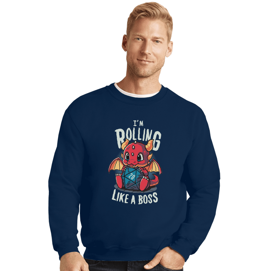 Shirts Crewneck Sweater, Unisex / Small / Navy Rolling Like A Boss