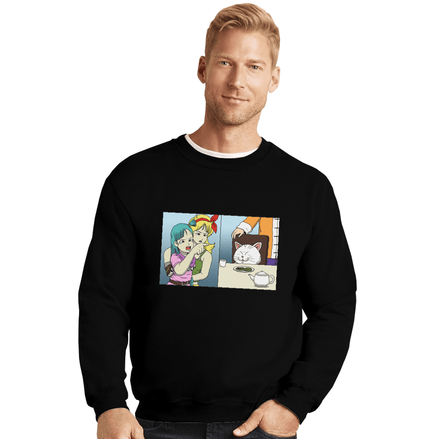 Shirts Crewneck Sweater, Unisex / Small / Black Girl Yelling At A Cat