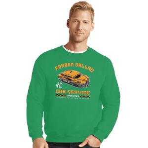 Daily_Deal_Shirts Crewneck Sweater, Unisex / Small / Irish Green Korben Dallas Taxi Service