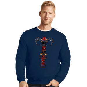 Daily_Deal_Shirts Crewneck Sweater, Unisex / Small / Navy Totem Of Spiders