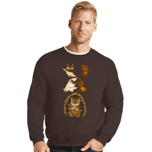 Secret_Shirts Crewneck Sweater, Unisex / Small / Dark Chocolate Owl Bear Fusion