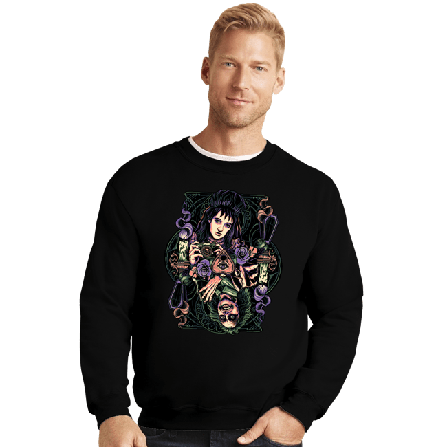 Daily_Deal_Shirts Crewneck Sweater, Unisex / Small / Black Beetlejuice & Lydia Card