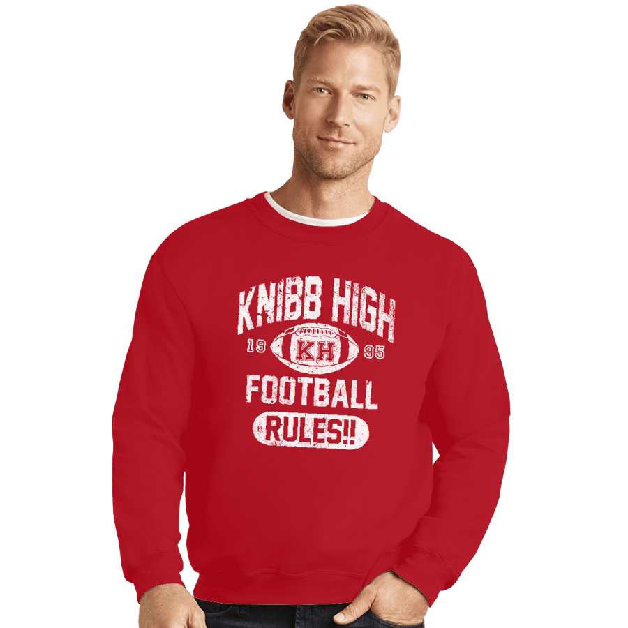 Shirts Crewneck Sweater, Unisex / Small / Red Knibb High Football Rules