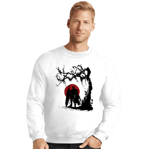 Shirts Crewneck Sweater, Unisex / Small / White Black Swordsman Under The Sun