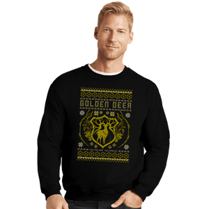 Shirts Crewneck Sweater, Unisex / Small / Black Golden Deer Sweater
