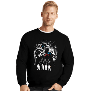 Daily_Deal_Shirts Crewneck Sweater, Unisex / Small / Black Marshmallow Ghost