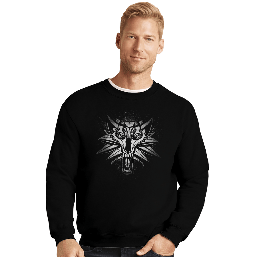 Shirts Crewneck Sweater, Unisex / Small / Black Graffiti White Wolf