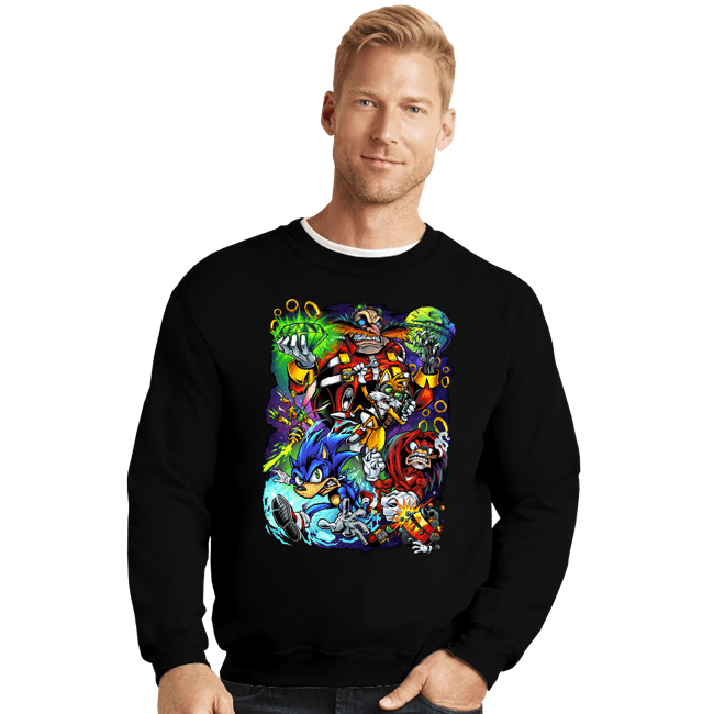 Last_Chance_Shirts Crewneck Sweater, Unisex / Small / Black Robotnik VS Sonic