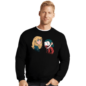 Daily_Deal_Shirts Crewneck Sweater, Unisex / Small / Black Mario And Peach