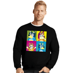 Daily_Deal_Shirts Crewneck Sweater, Unisex / Small / Black Pop Dogs