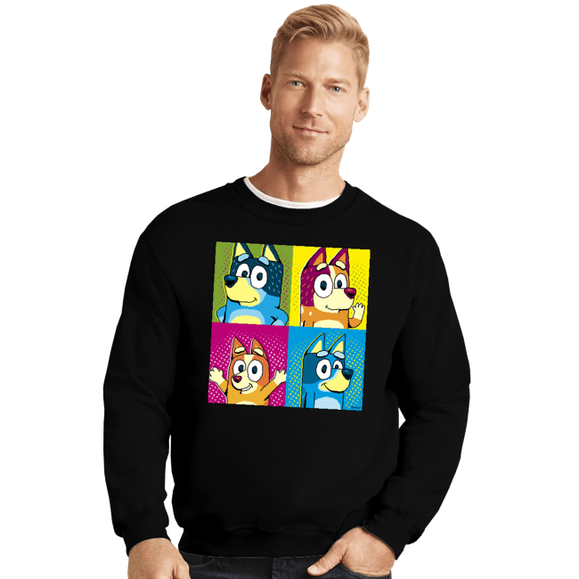 Daily_Deal_Shirts Crewneck Sweater, Unisex / Small / Black Pop Dogs