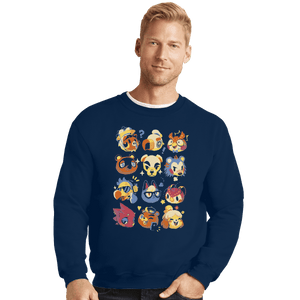 Shirts Crewneck Sweater, Unisex / Small / Navy Island Faces