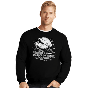 Shirts Crewneck Sweater, Unisex / Small / Black Dolphins