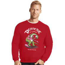 Load image into Gallery viewer, Shirts Crewneck Sweater, Unisex / Small / Red Last Dinosaur Vs The World
