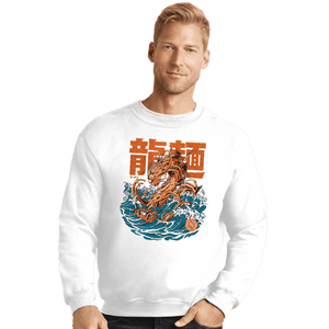 Daily_Deal_Shirts Crewneck Sweater, Unisex / Small / White Ramen Dragon