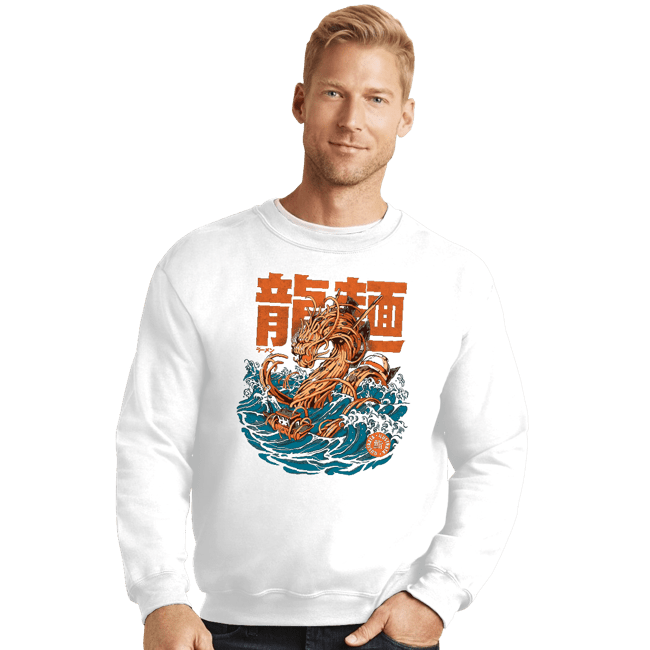 Daily_Deal_Shirts Crewneck Sweater, Unisex / Small / White Ramen Dragon