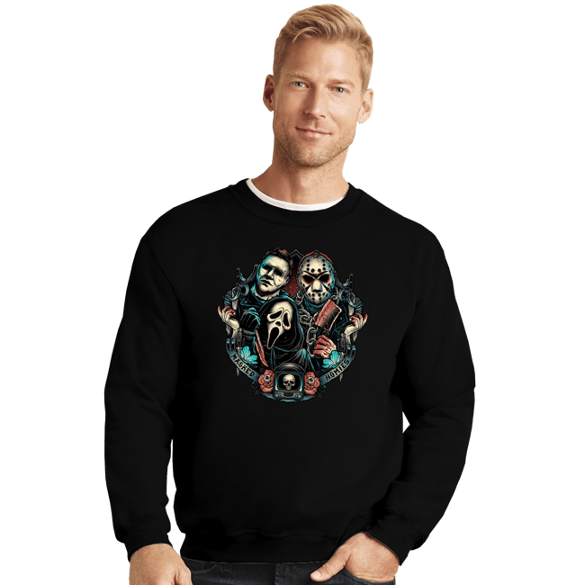 Daily_Deal_Shirts Crewneck Sweater, Unisex / Small / Black Masked Homies