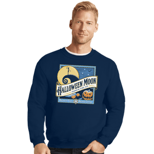 Shirts Crewneck Sweater, Unisex / Small / Navy Halloween Moon