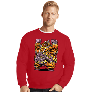Daily_Deal_Shirts Crewneck Sweater, Unisex / Small / Red Mechanical Madman