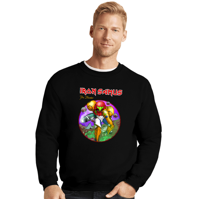 Daily_Deal_Shirts Crewneck Sweater, Unisex / Small / Black Iron Samus