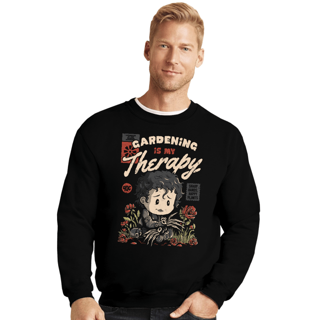 Daily_Deal_Shirts Crewneck Sweater, Unisex / Small / Black Gardening Is My Therapy