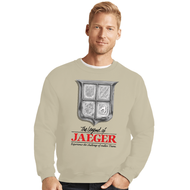 Shirts Crewneck Sweater, Unisex / Small / Sand The Legend Of Jaeger