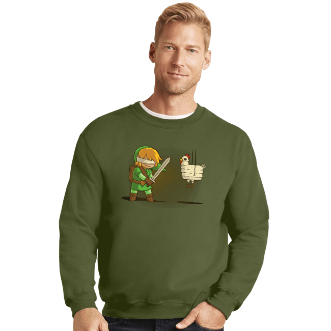 Shirts Crewneck Sweater, Unisex / Small / Military Green Hylian Pinata
