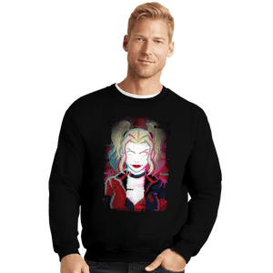 Daily_Deal_Shirts Crewneck Sweater, Unisex / Small / Black Glitch Harley