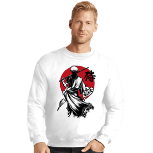 Daily_Deal_Shirts Crewneck Sweater, Unisex / Small / White Gintoki Sumi-e
