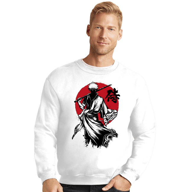 Daily_Deal_Shirts Crewneck Sweater, Unisex / Small / White Gintoki Sumi-e